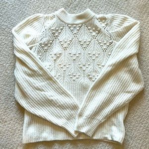 Mockneck Sweater with Mixed Stitching